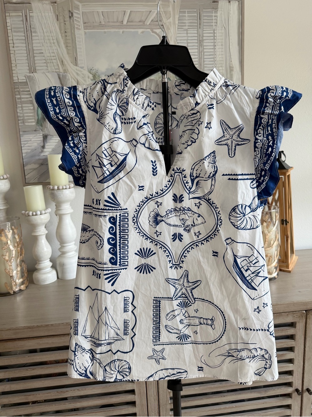 Adelina Ruffle Top Seaside Curve